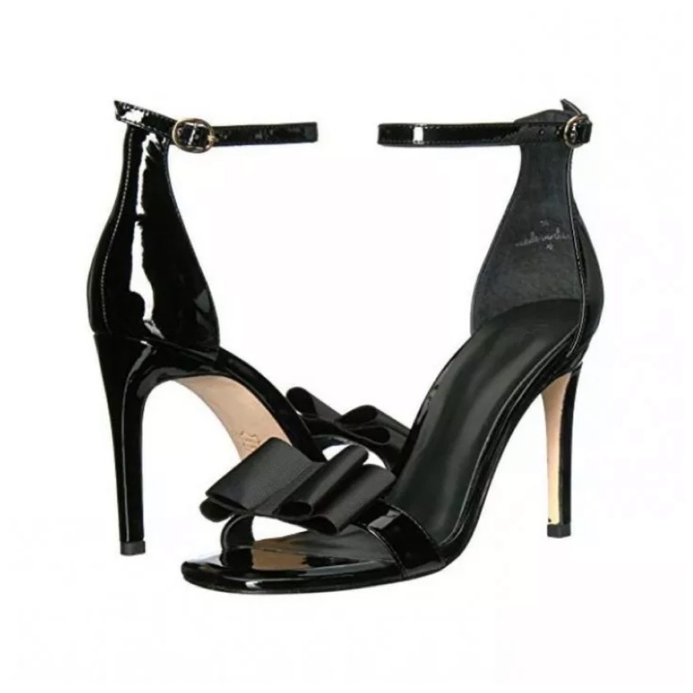 Joie Black Akane Patent Leather Stiletto Bow Heels Sz 38.5 EU / 8.5 US